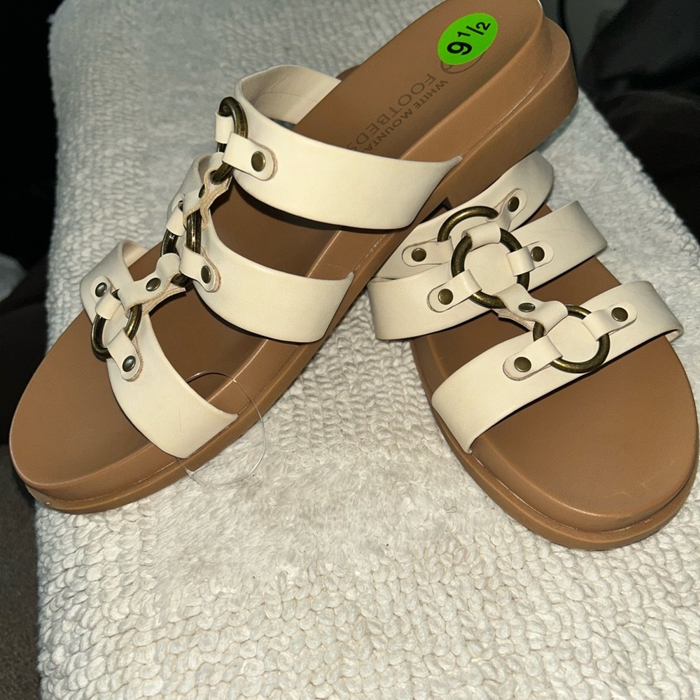 White Mountain Cream and Brown Women's Sandals